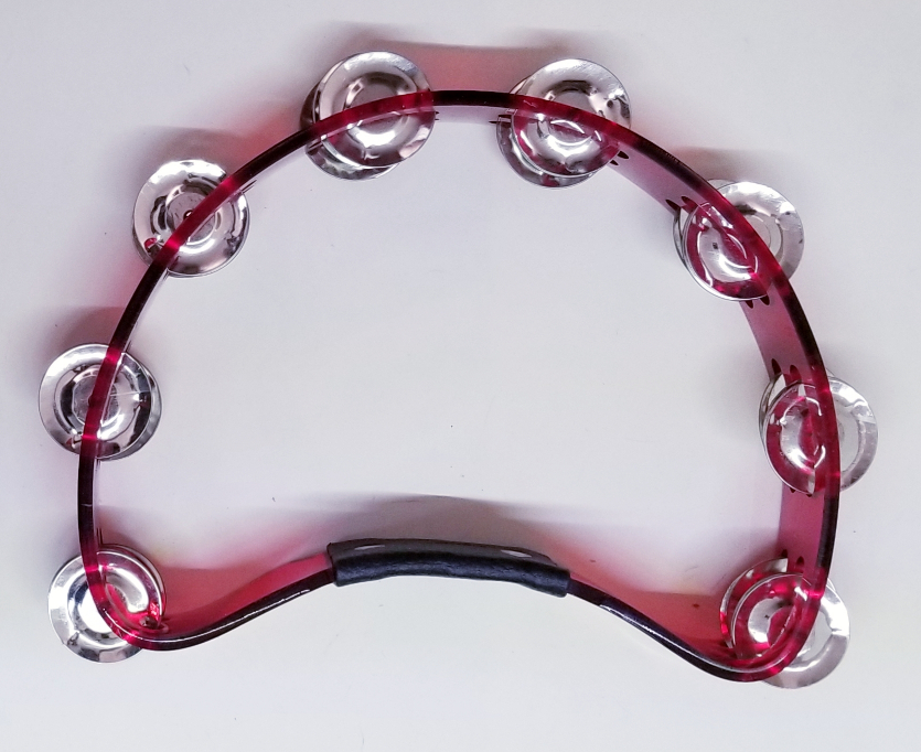 Acrylic, half moon shape, 10” double rattle Tambourine – assorte