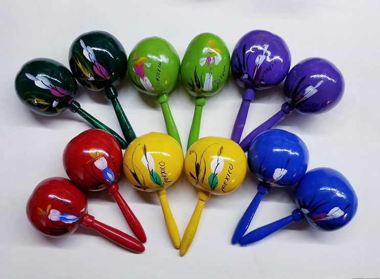 MARACAS de FRUTA ESMALTADA COLORES GRANDE PROFESIONAL (par)