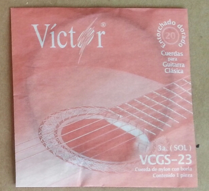 Victor guitar string, black, nylon, 3rd string w/ tassel (pc) - Click Image to Close