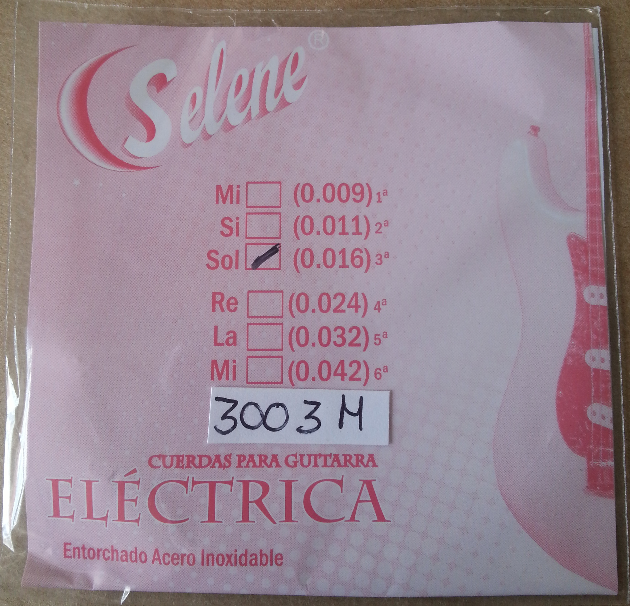 CUERDA GUITARRA ELÉCTRICA SELENE ENTORCHADA ACERO 3a 016 (pz)