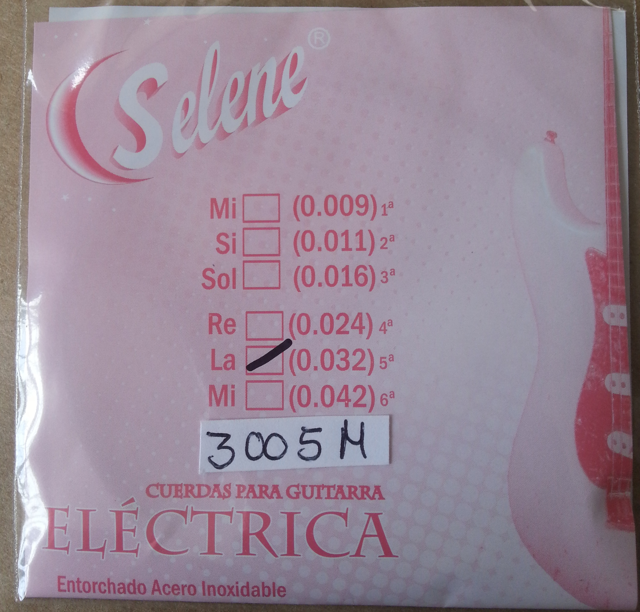 CUERDA GUITARRA ELÉCTRICA SELENE ENTORCHADA ACERO 5a 032 (pz)