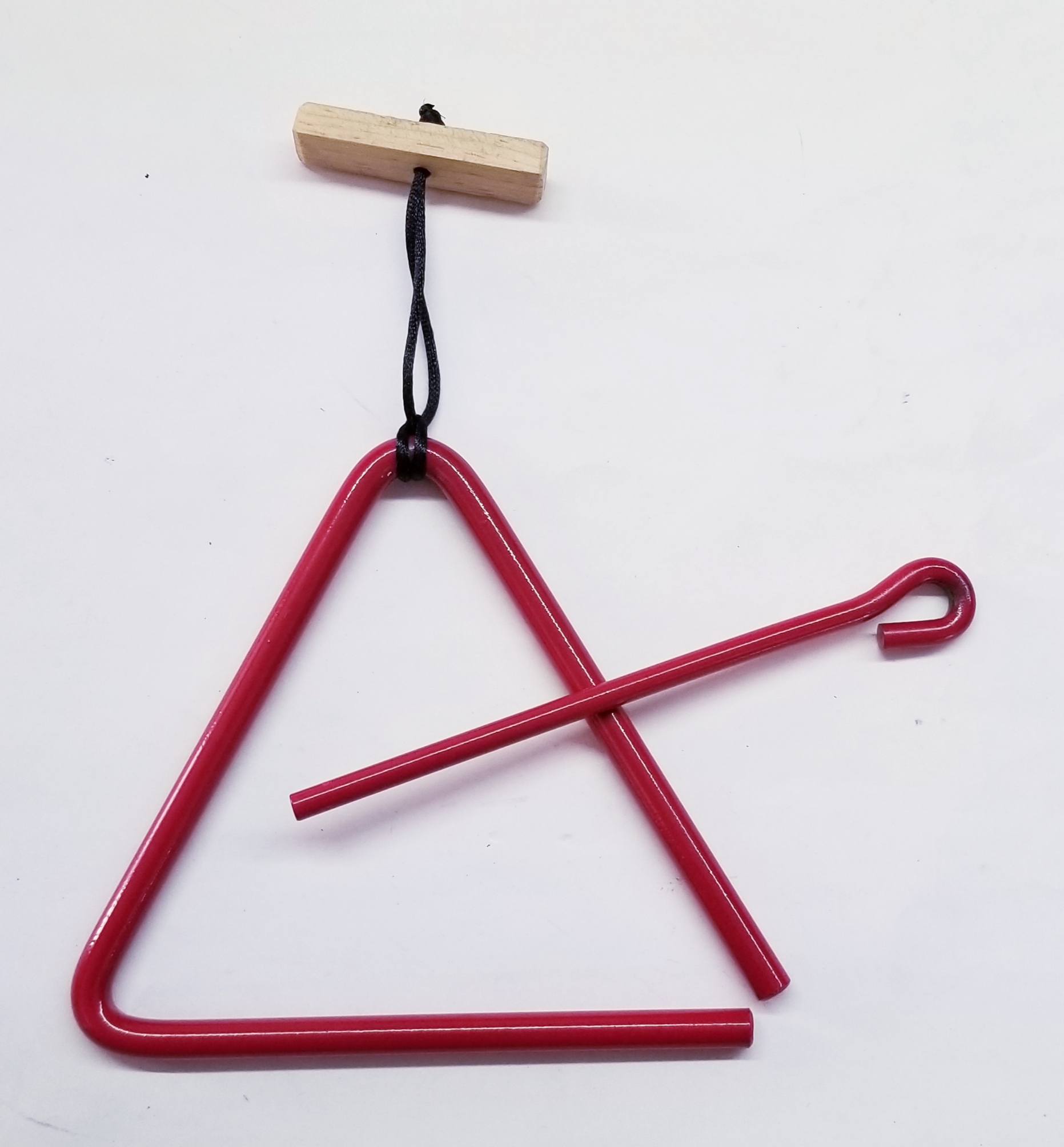 TRIANGULOS ALUMINIO grueso, 14 cm x LADO colores c/golpeador jgo