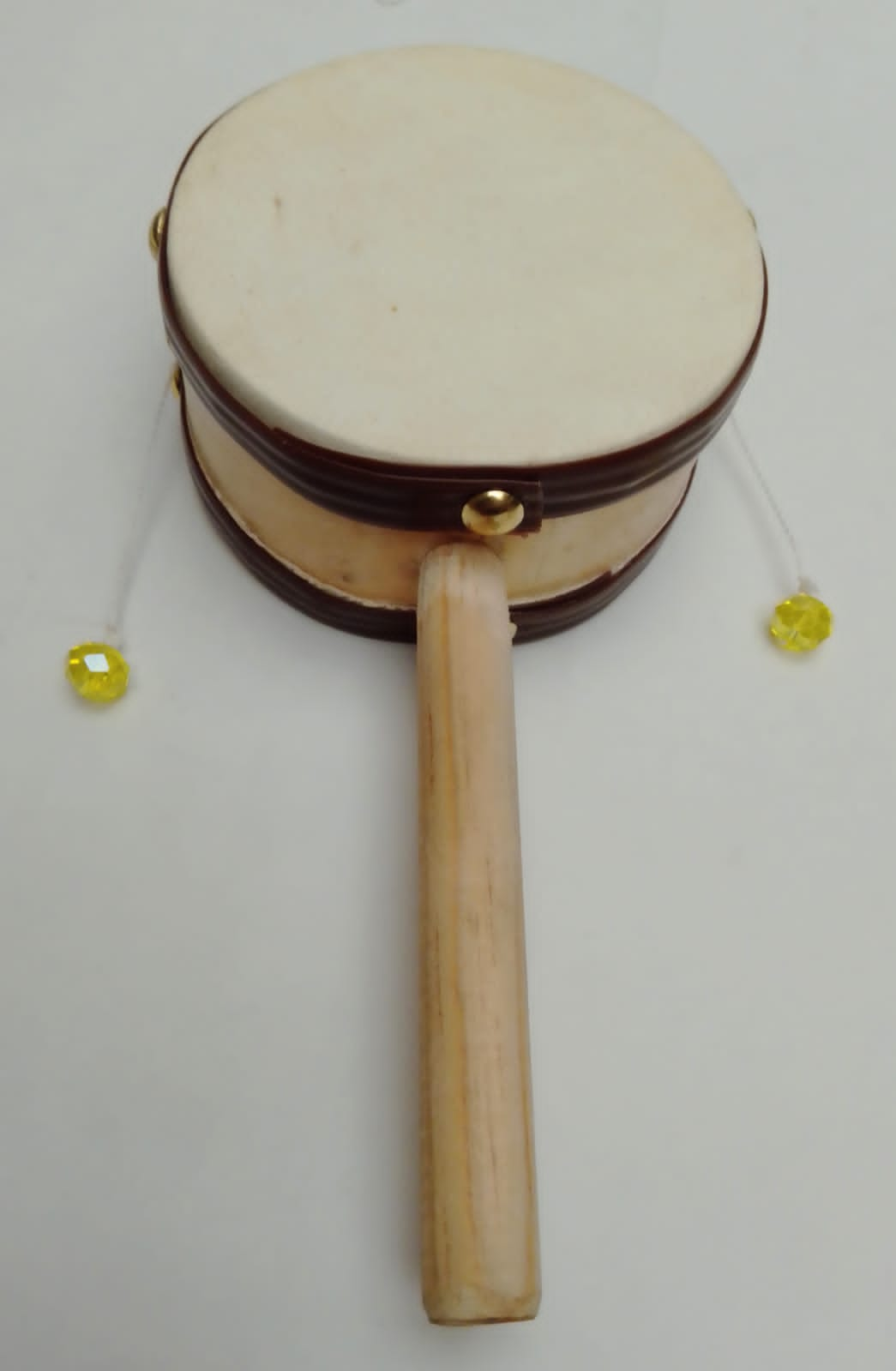 3" Monkey drum with handle, Natural laminated, children (pc)