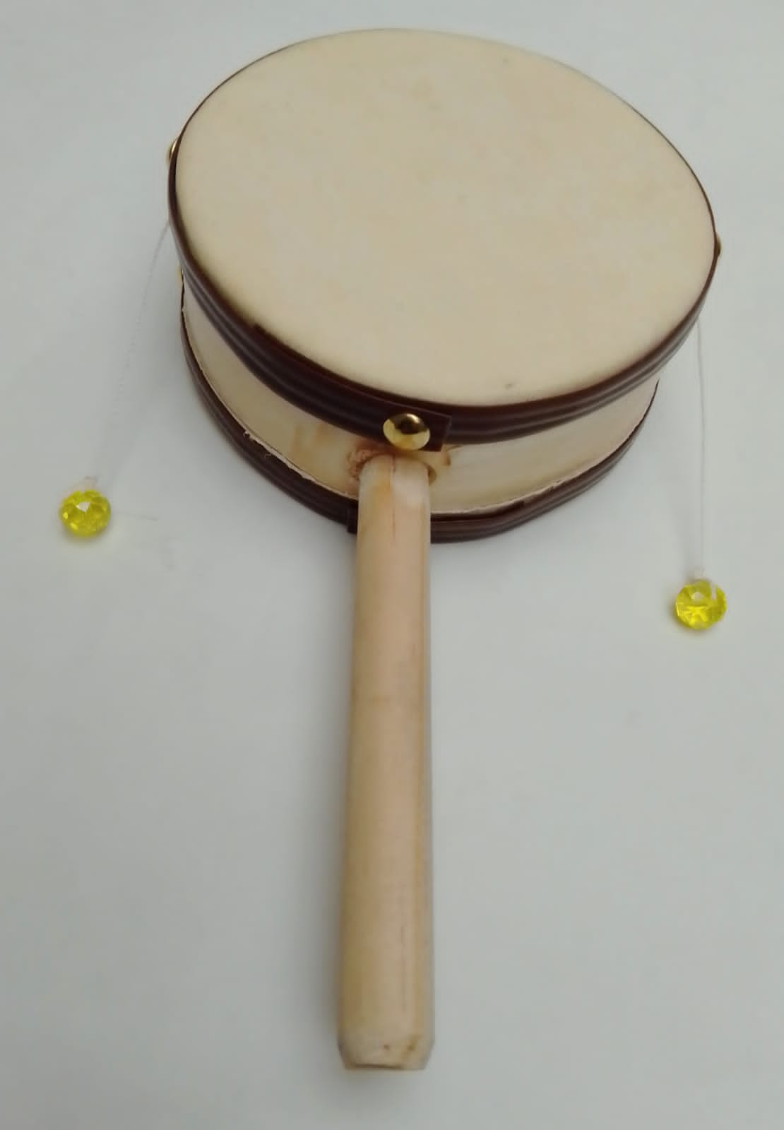 4" Monkey drum with handle, Natural laminated, children (pc)