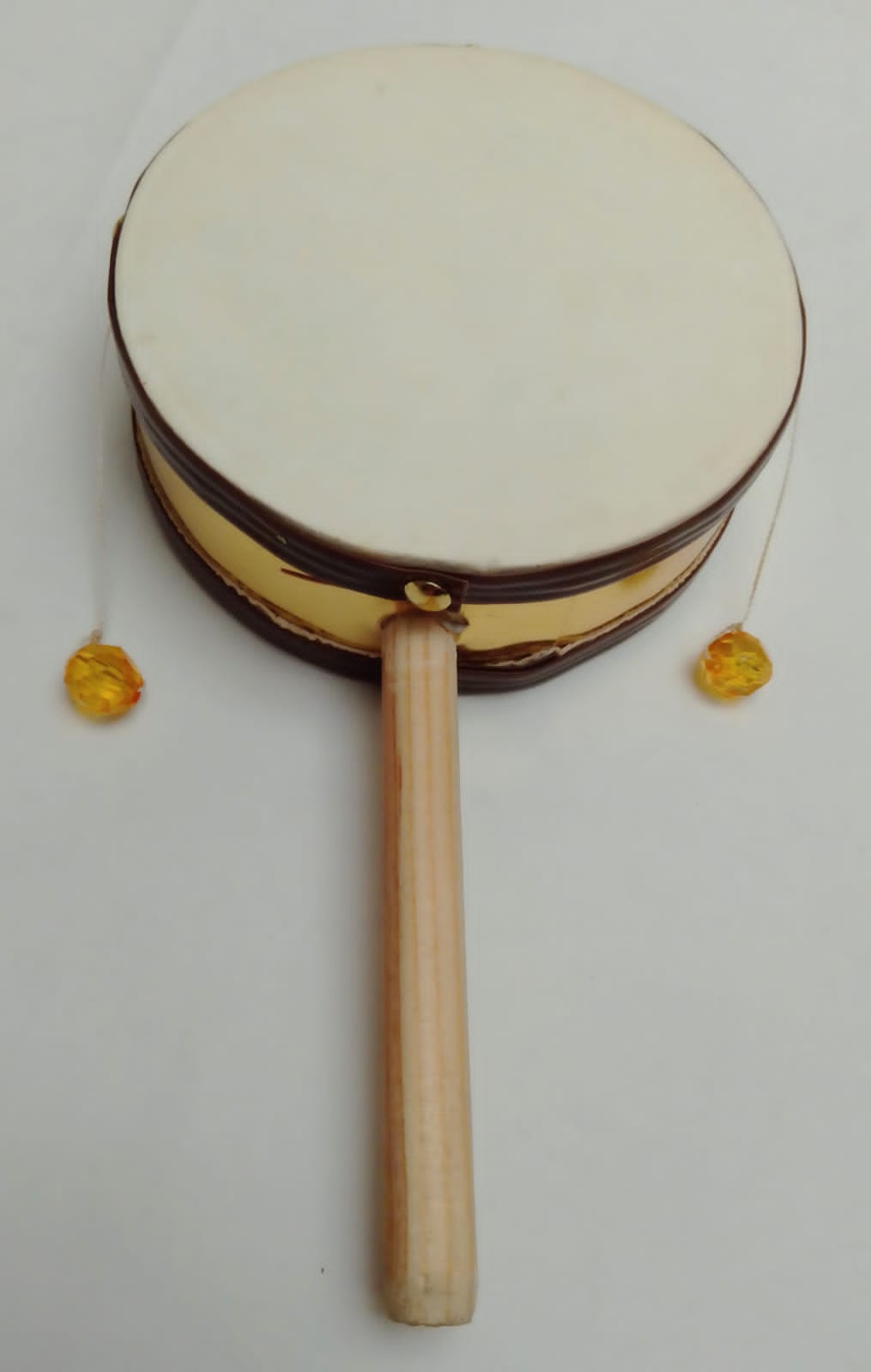 5" Monkey drum with handle, Golden laminated, children (pc)