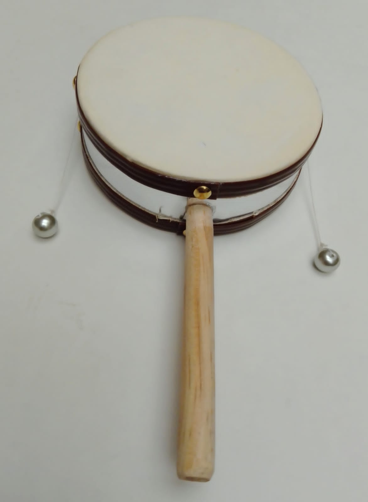 5" Monkey drum with handle, Golden laminated, children (pc)