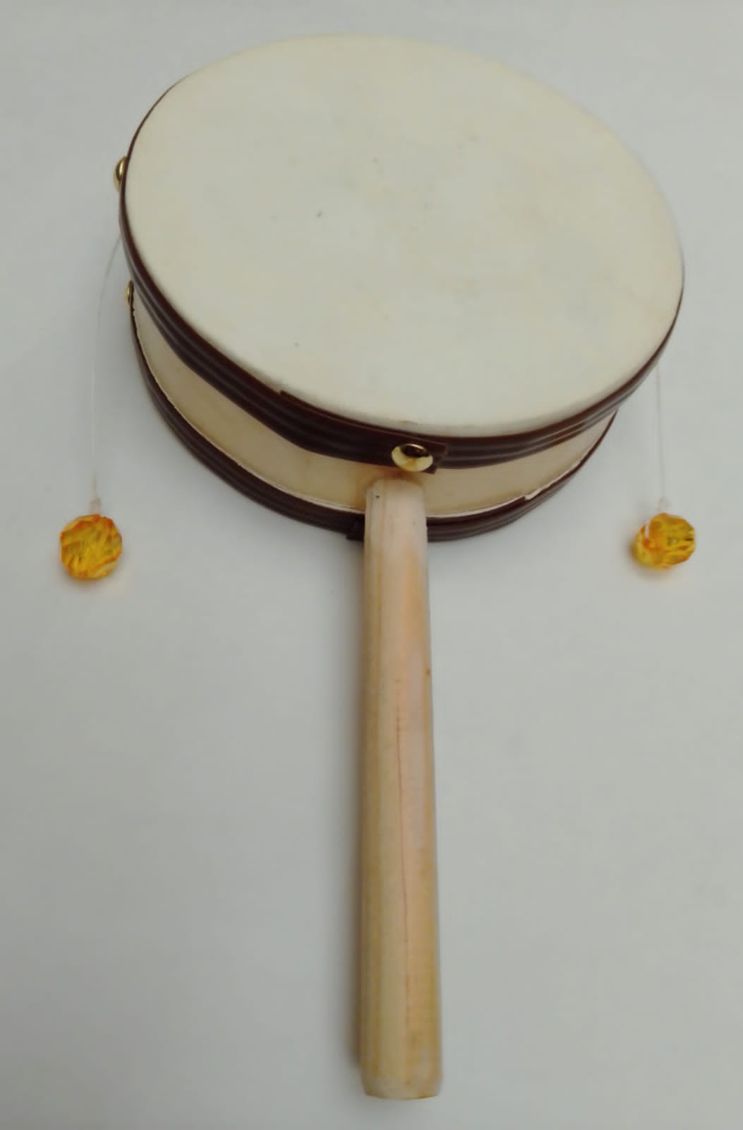 5" Monkey drum with handle, Natural laminated, children (pc)