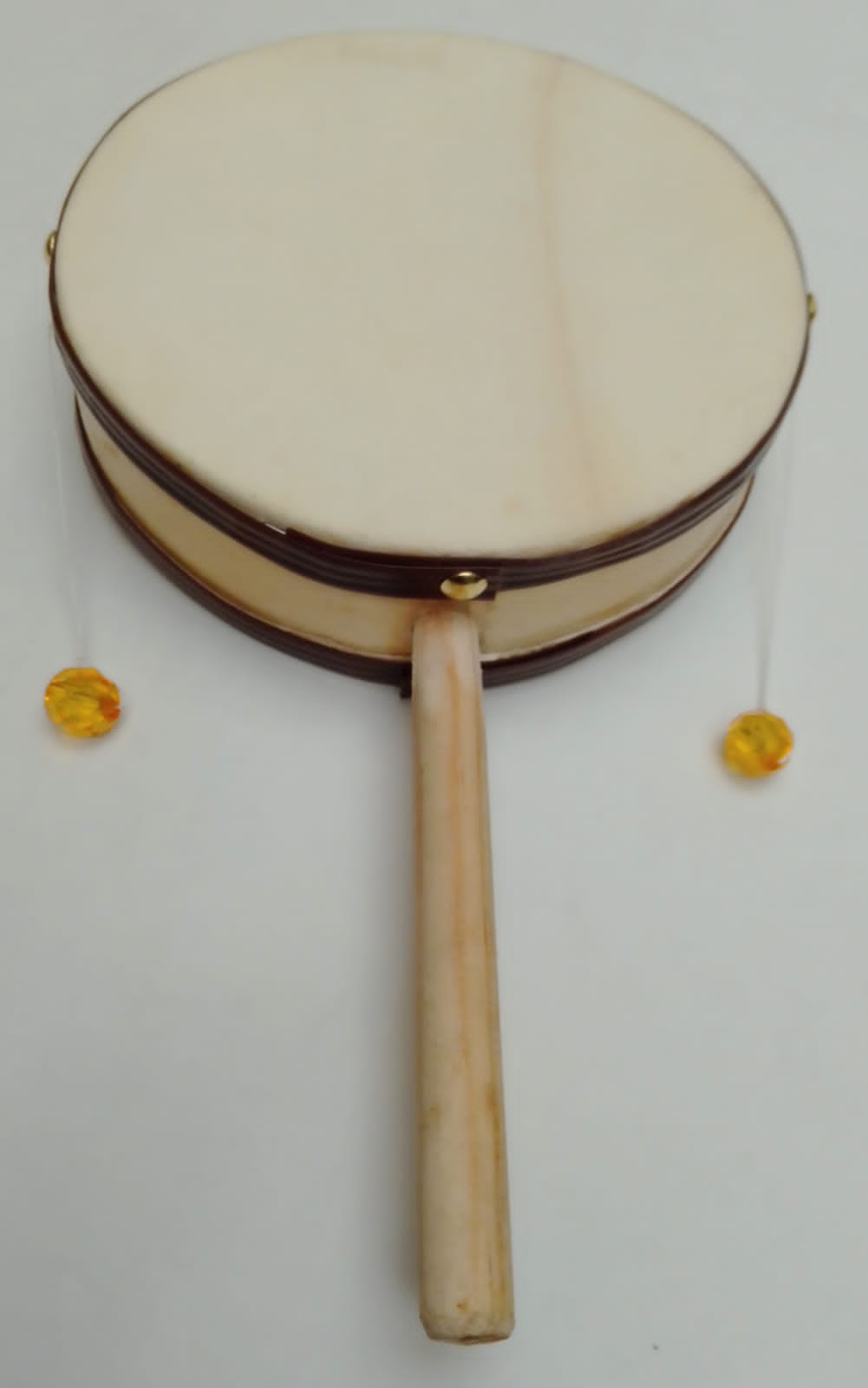 6" Monkey drum with handle, Natural laminated, children (pc)