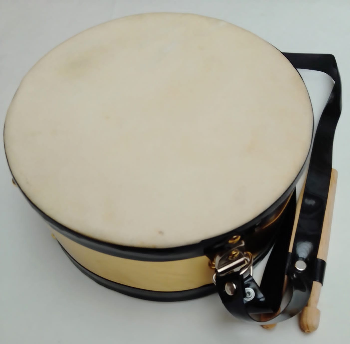 Mini-Drum 8” skin w/ drumsticks & belt, golden sheet (pc) - Click Image to Close