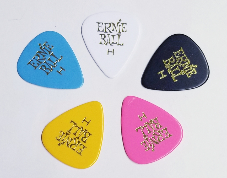 Plectrum Ernie ball hard, drop shape for guitars – assorted co - Click Image to Close