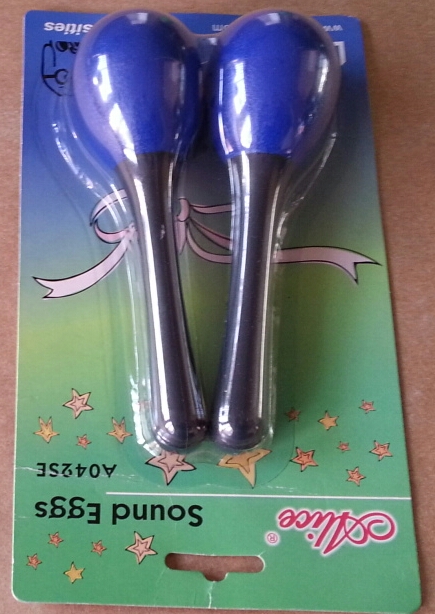 MARACAS de plástico forma de huevo con mango ALICE infantil (par