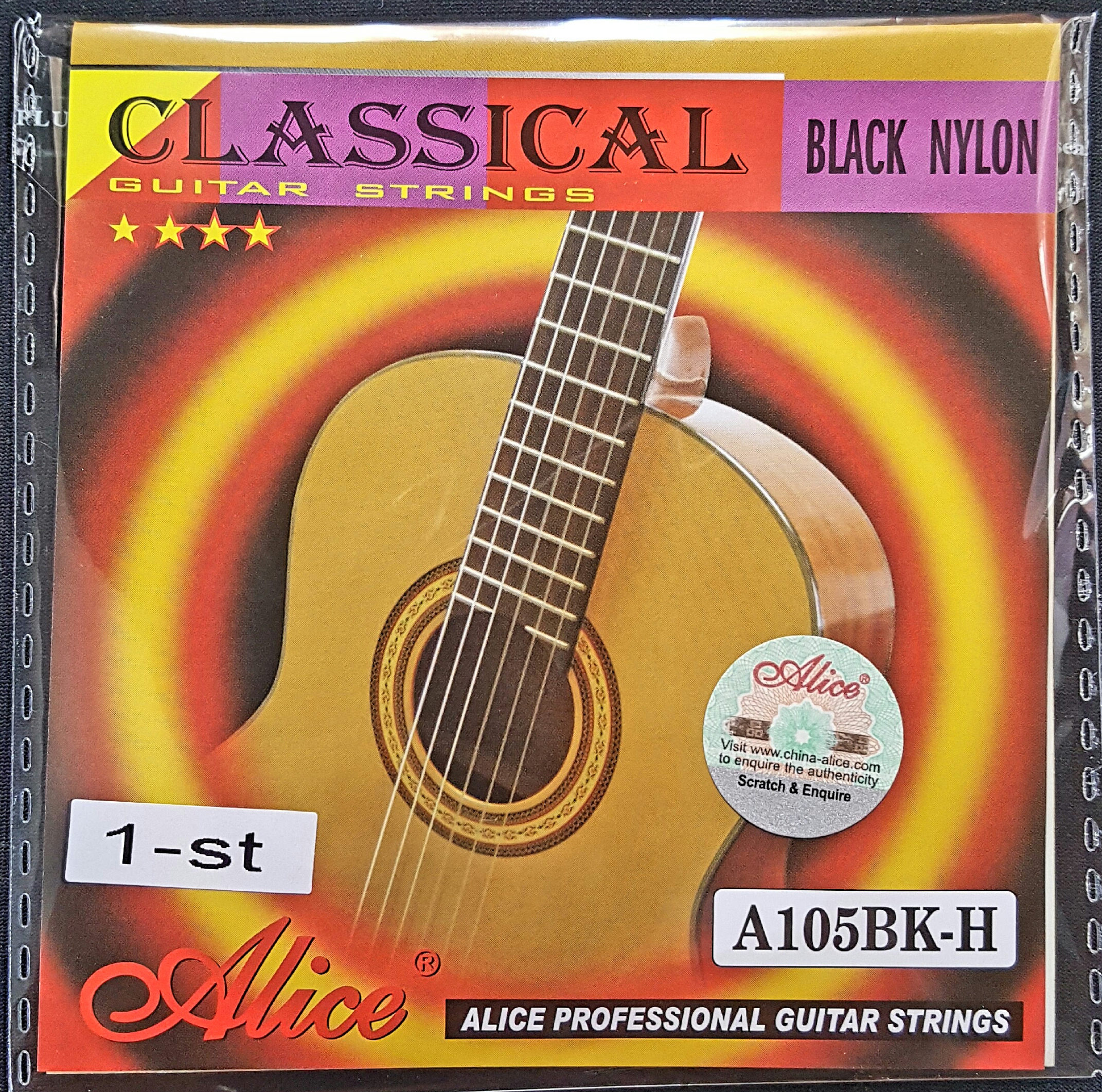 ALICE 1st string black nylon for guitar (pc)