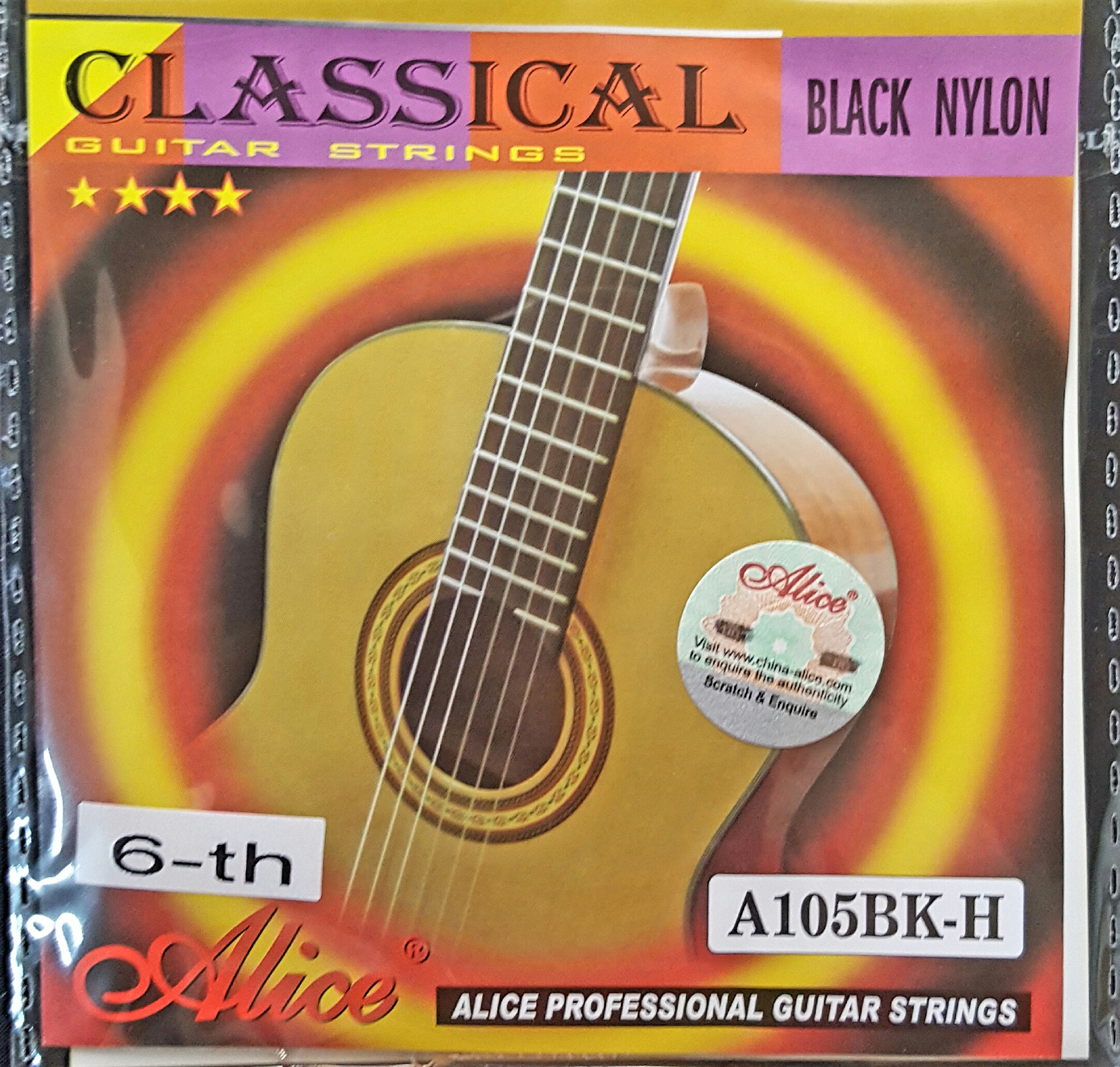 ALICE 6th string black nylon for guitar (pc)