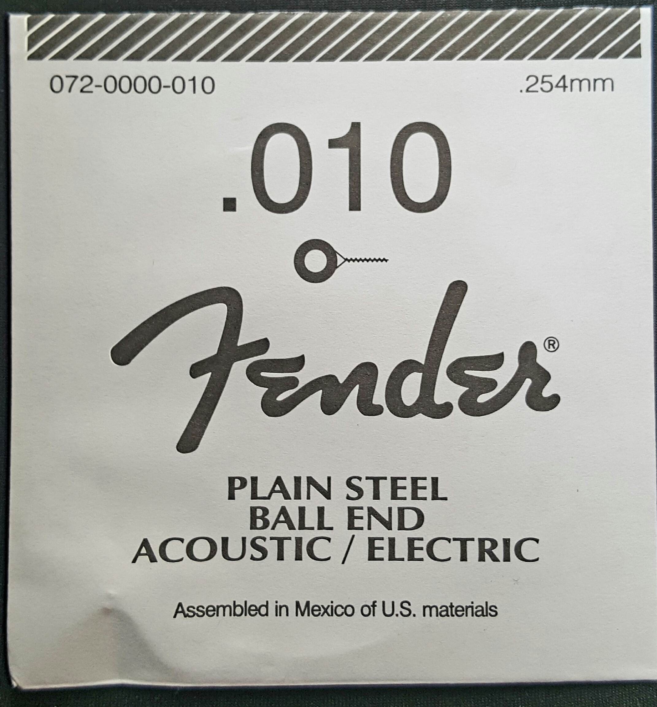 CUERDA GUITARRA ELÉCTRICA FENDER Acero 1a 010