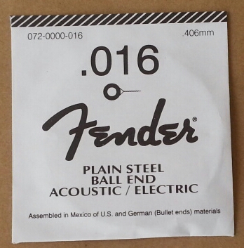 Fender .016 steel 3rd string for guitars - Click Image to Close