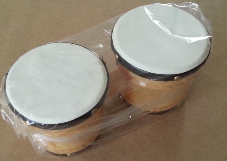 (imagen para) BONGO madera mini Con PIEL VASOS 4" y 4.5" aprox. (pz)