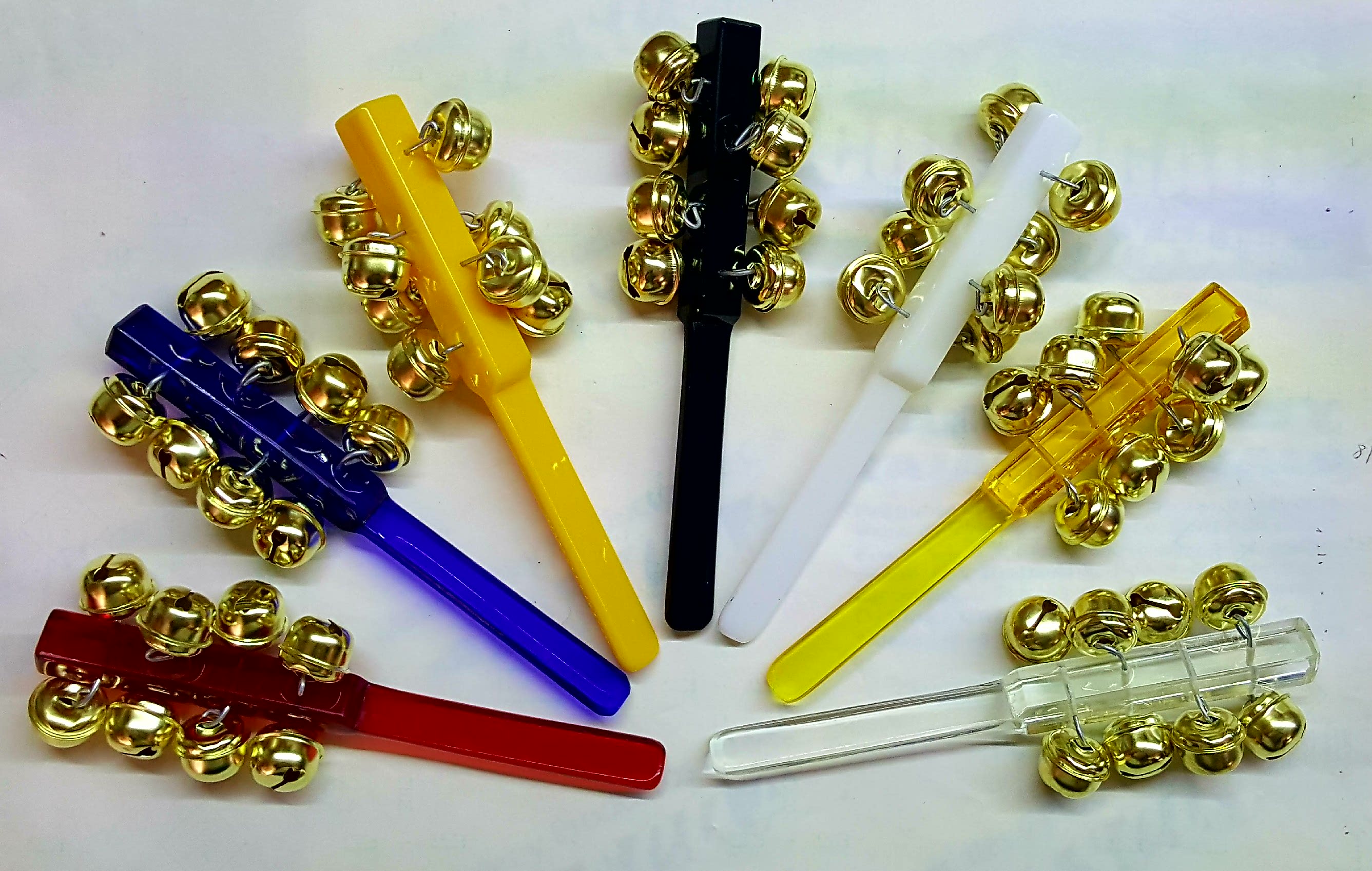 (imagen para) MANGO acrílico 8 cascabeles DIDACTICO 2 cm X 20 CM colores