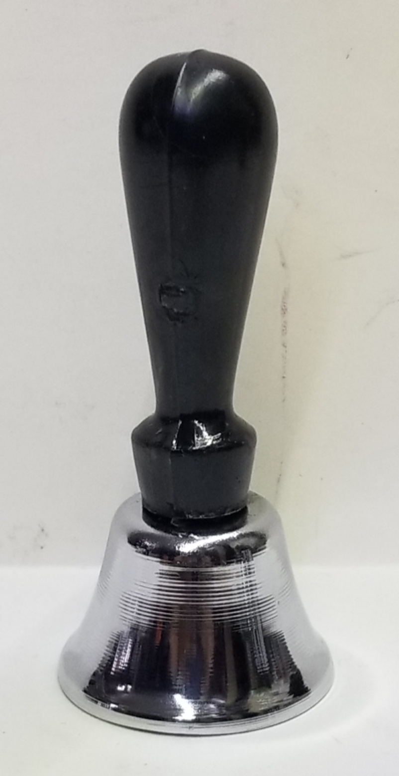 (imagen para) CAMPANA CROMADA MANGO PLÁSTICO BUEN TIMBRE CHICA