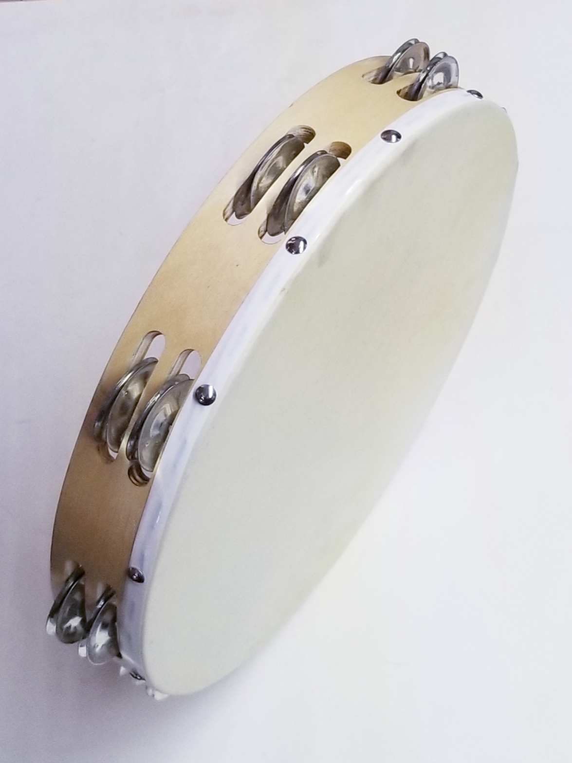 (imagen para) panderos MADERA circular 2 filas sonajas CON PIEL 12"TRIREFORZAD