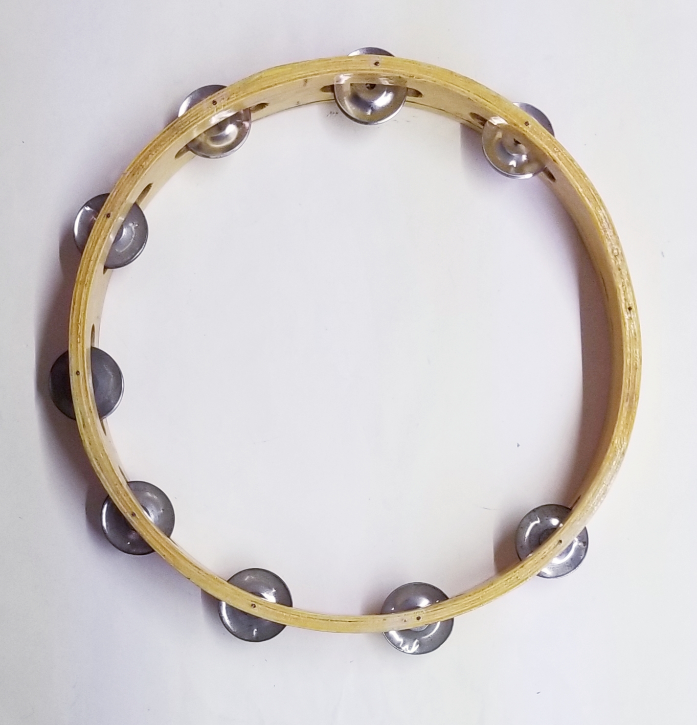 (imagen para) panderos MADERA circular 1 fila sonajas SIN PIEL 12 "TRIREFORZAD