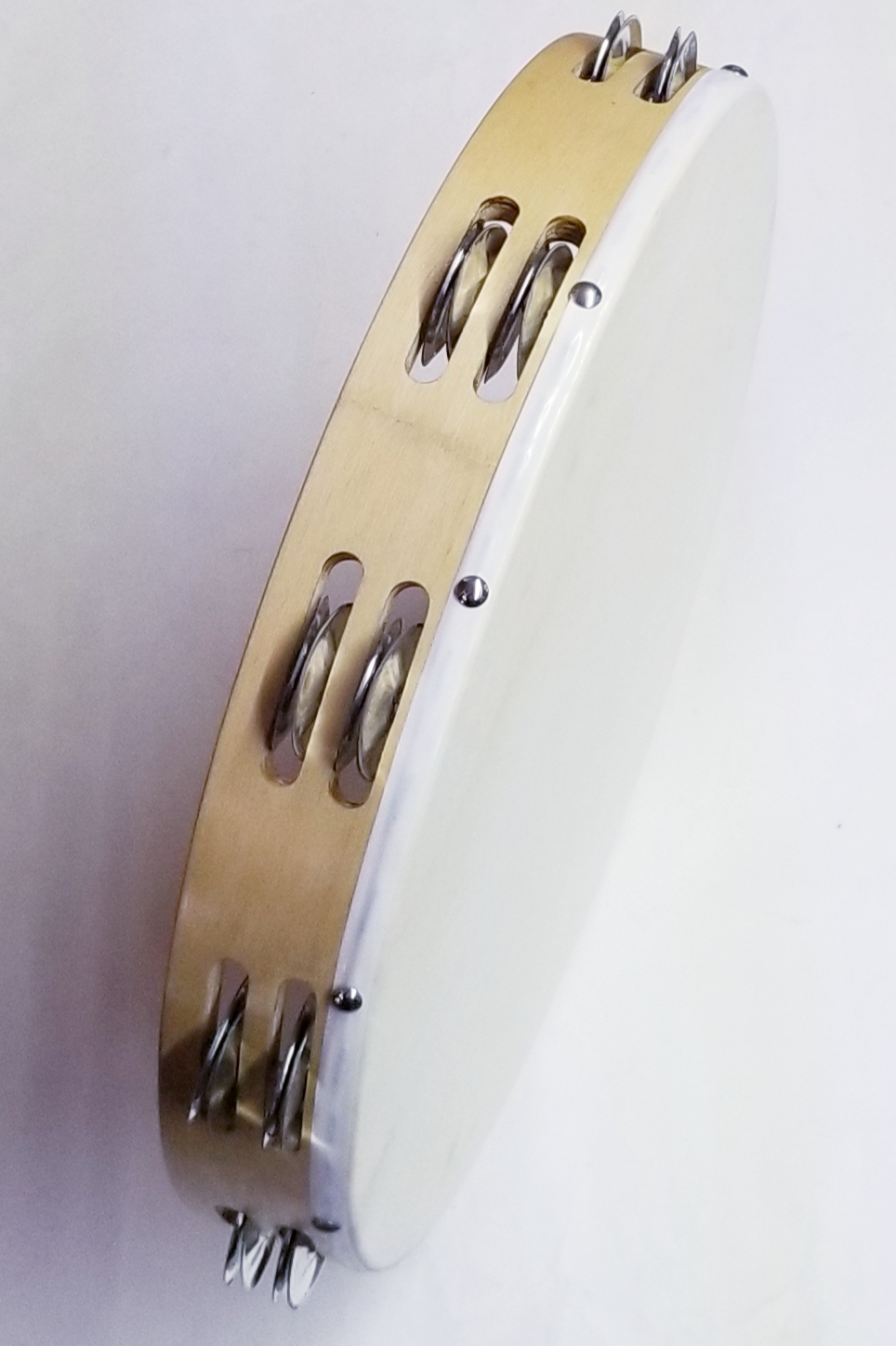 (imagen para) panderos MADERA circular 2 filas sonajas CON PIEL 14"TRIREFORZAD