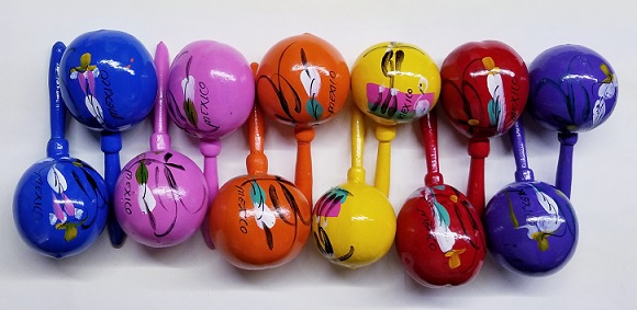 (imagen para) MARACAS de FRUTA ESMALTADA COLORES MEDIANA (par)