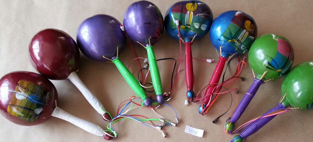 (imagen para) MARACAS de FRUTA LACA PLATINADA mango con FINALES, Grande profes