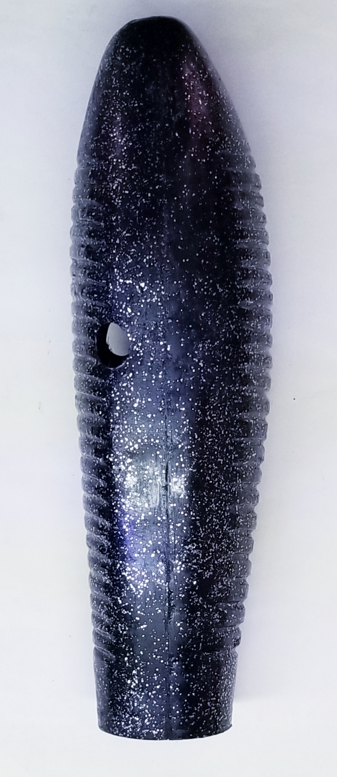 (imagen para) GÜIRO FIBRA VIDRIO COLORES Y DIAMANTINA 43 X 12 cm forma Tiburon