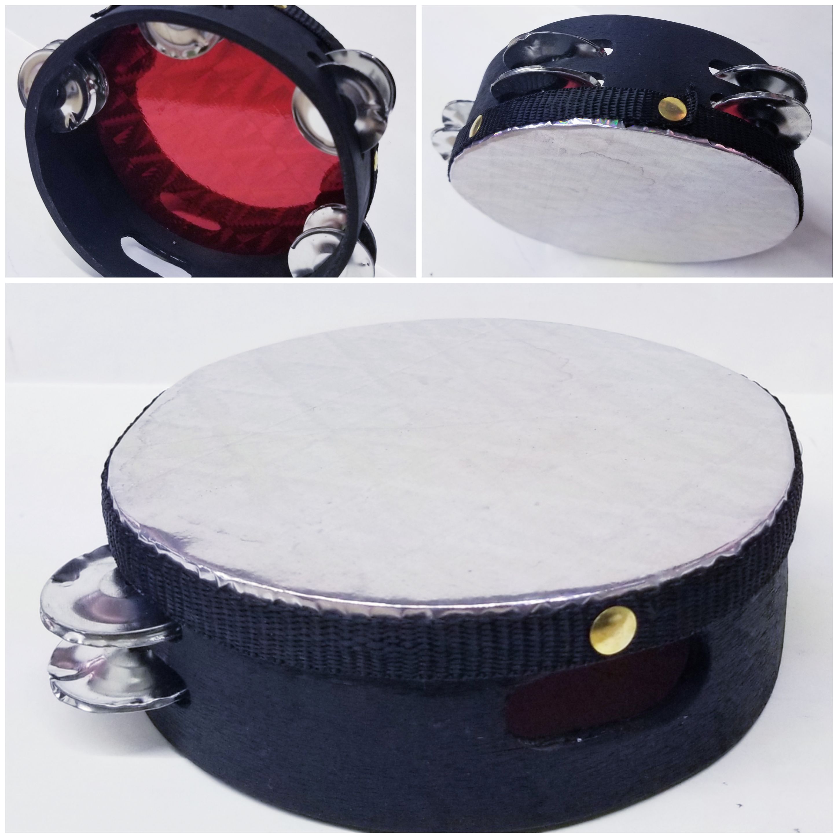 (image for) Round wooden 6” tambourine with synthetic patch