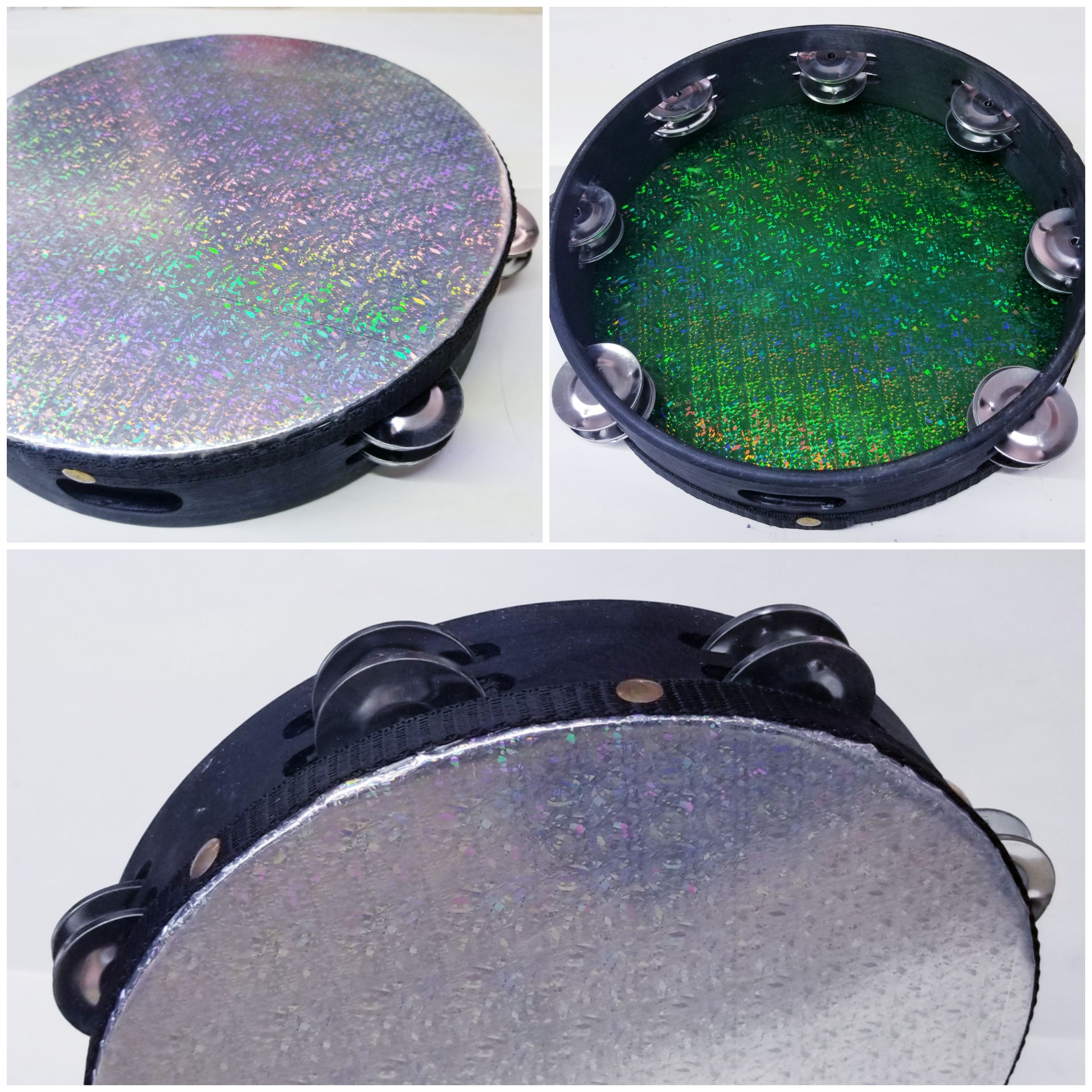 (imagen para) panderos MADERA CIRCULAR FORRADO micas C/PARCHE SINT. LASER 10"