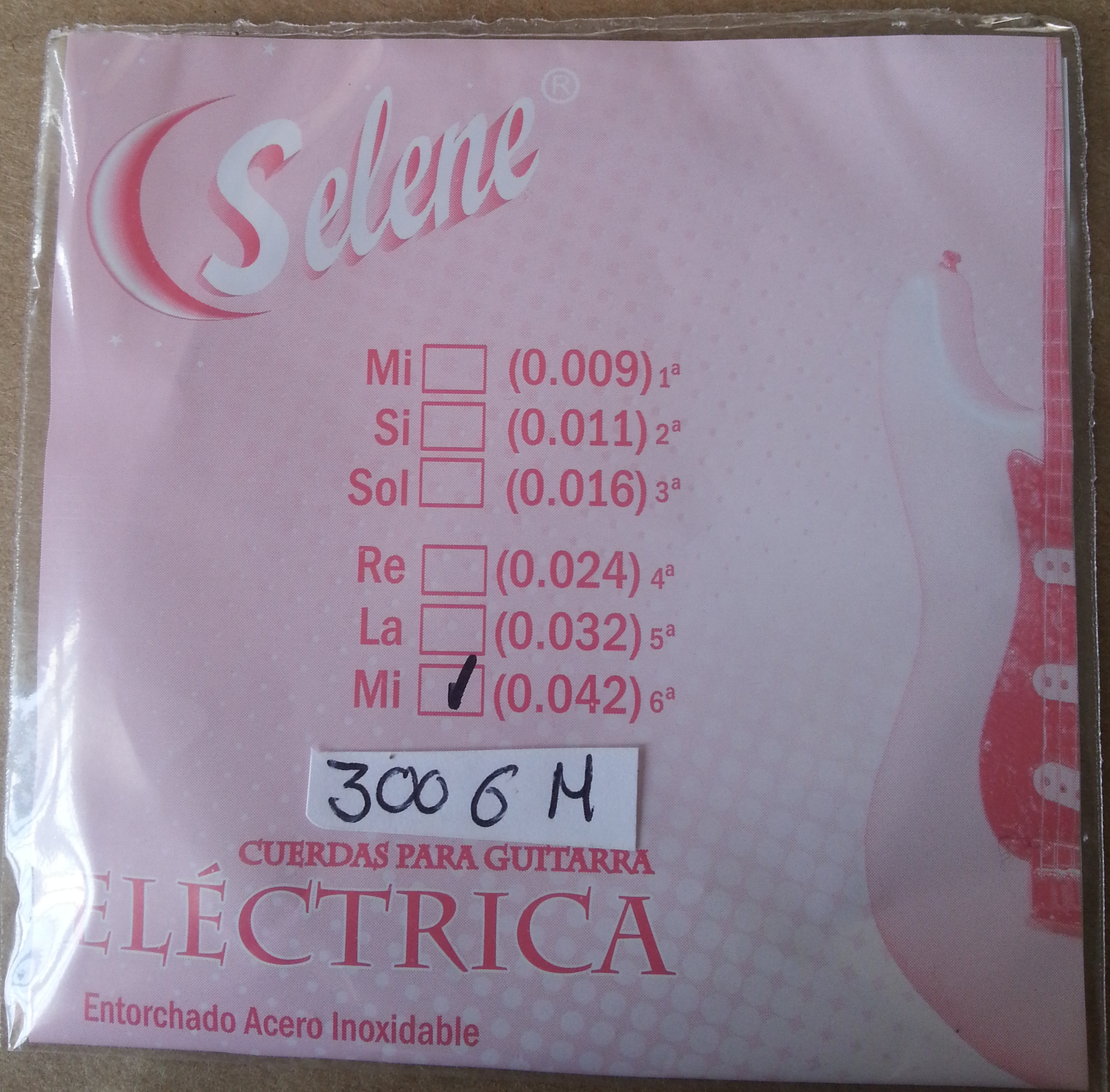 (imagen para) CUERDA GUITARRA ELÉCTRICA SELENE ENTORCHADA ACERO 6a 042 (pz)