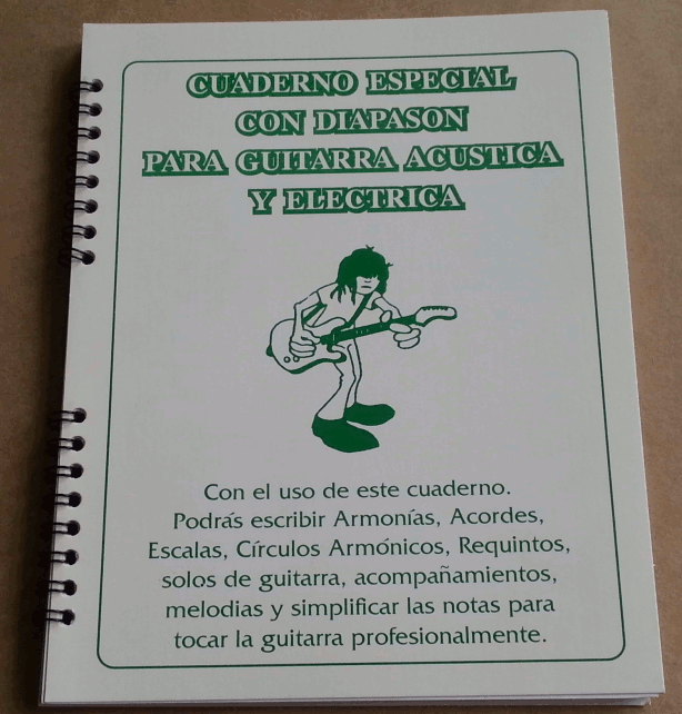 (imagen para) CUADERNOS DE HOJAS GUIAS DIAPASÓN, tablatura para guitarra, ilus