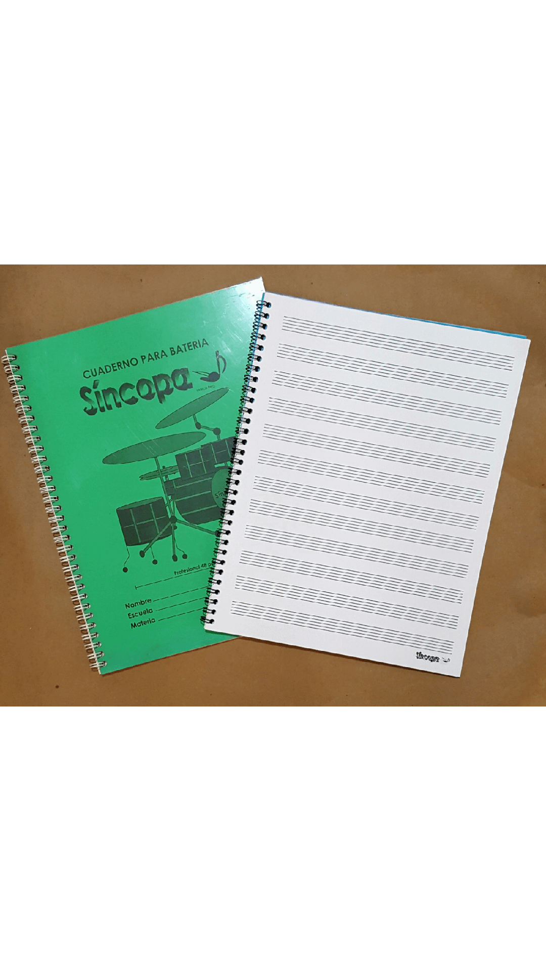 (imagen para) CUADERNOS 12 líneas para BATERÍA y percusiones 48 hojas prof