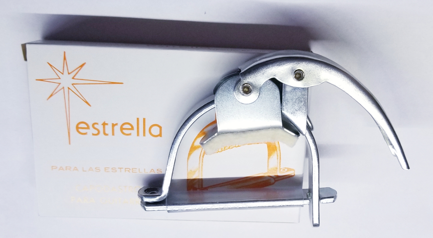 (imagen para) CAPODASTRO MODELO ESTRELLA AUTOMATICO GUITARRA, CROMADO