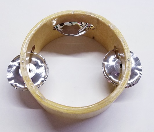 (imagen para) panderos MADERA circular 1 fila sonajas SIN PIEL 4"