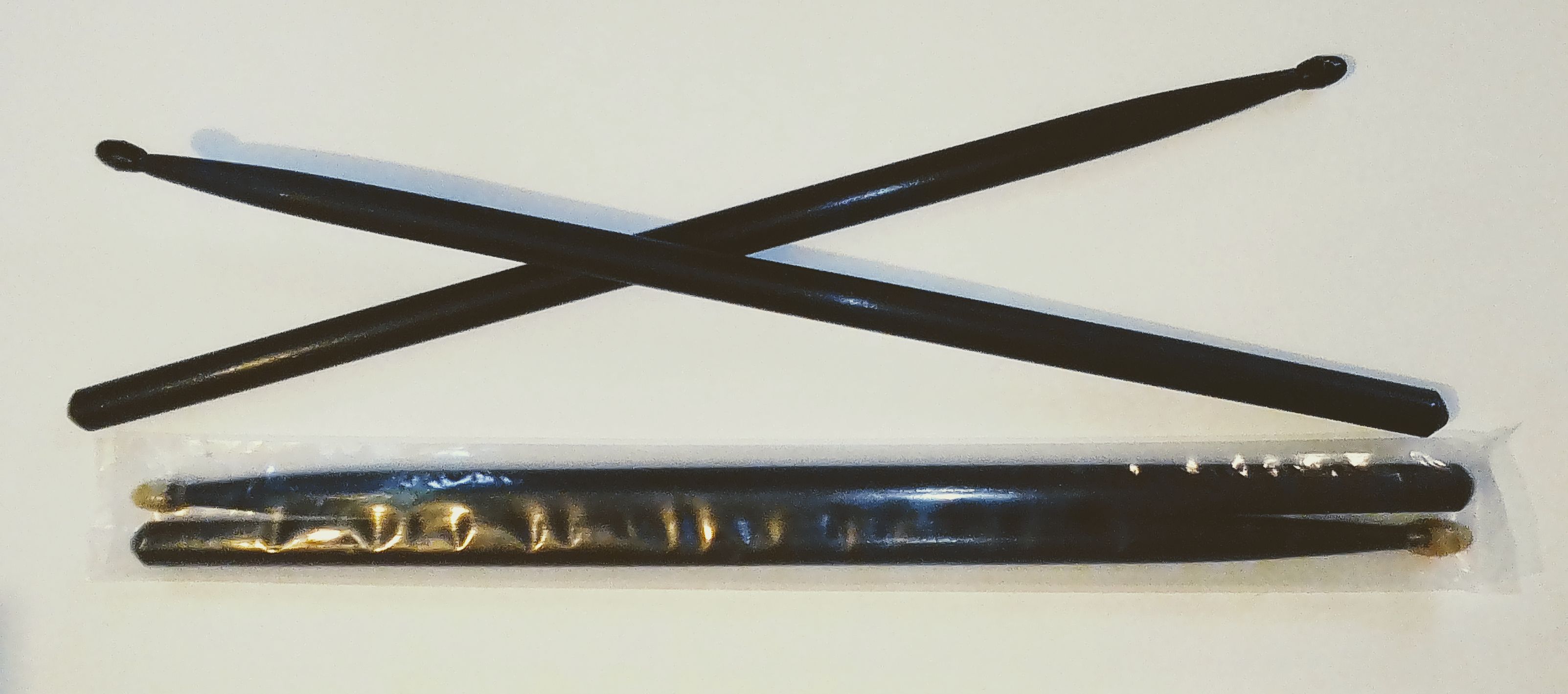 (imagen para) BAQUETAS BATERÍA MADERA DURA NEGRA PUNTA PLÁSTICA (par)