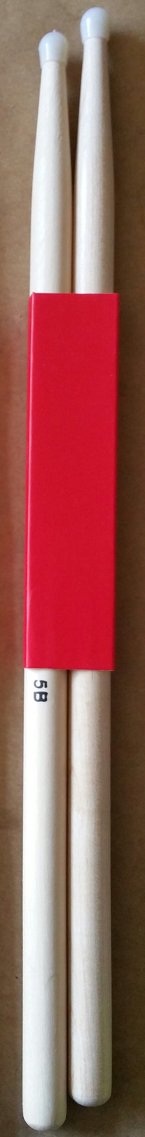 (imagen para) BAQUETAS BATERÍA MADERA DURA PUNTA DE PLÁSTICO gruesa (5B) NAT