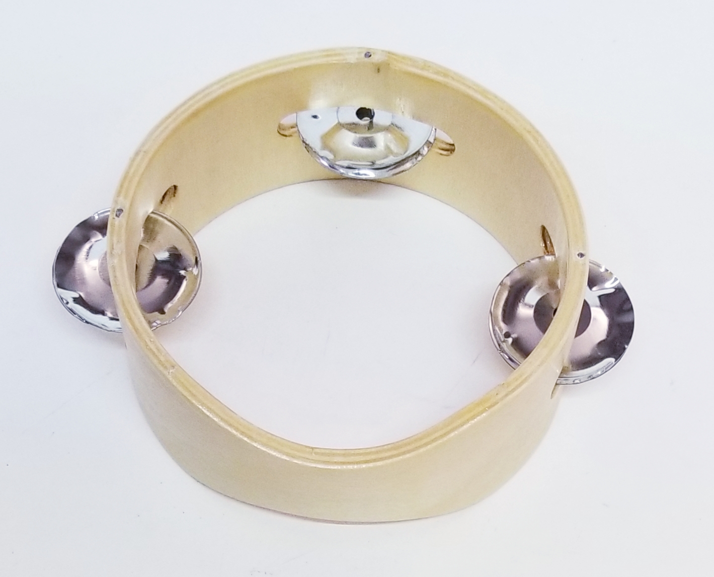 (imagen para) panderos MADERA circular 1 fila sonajas SIN PIEL 5"