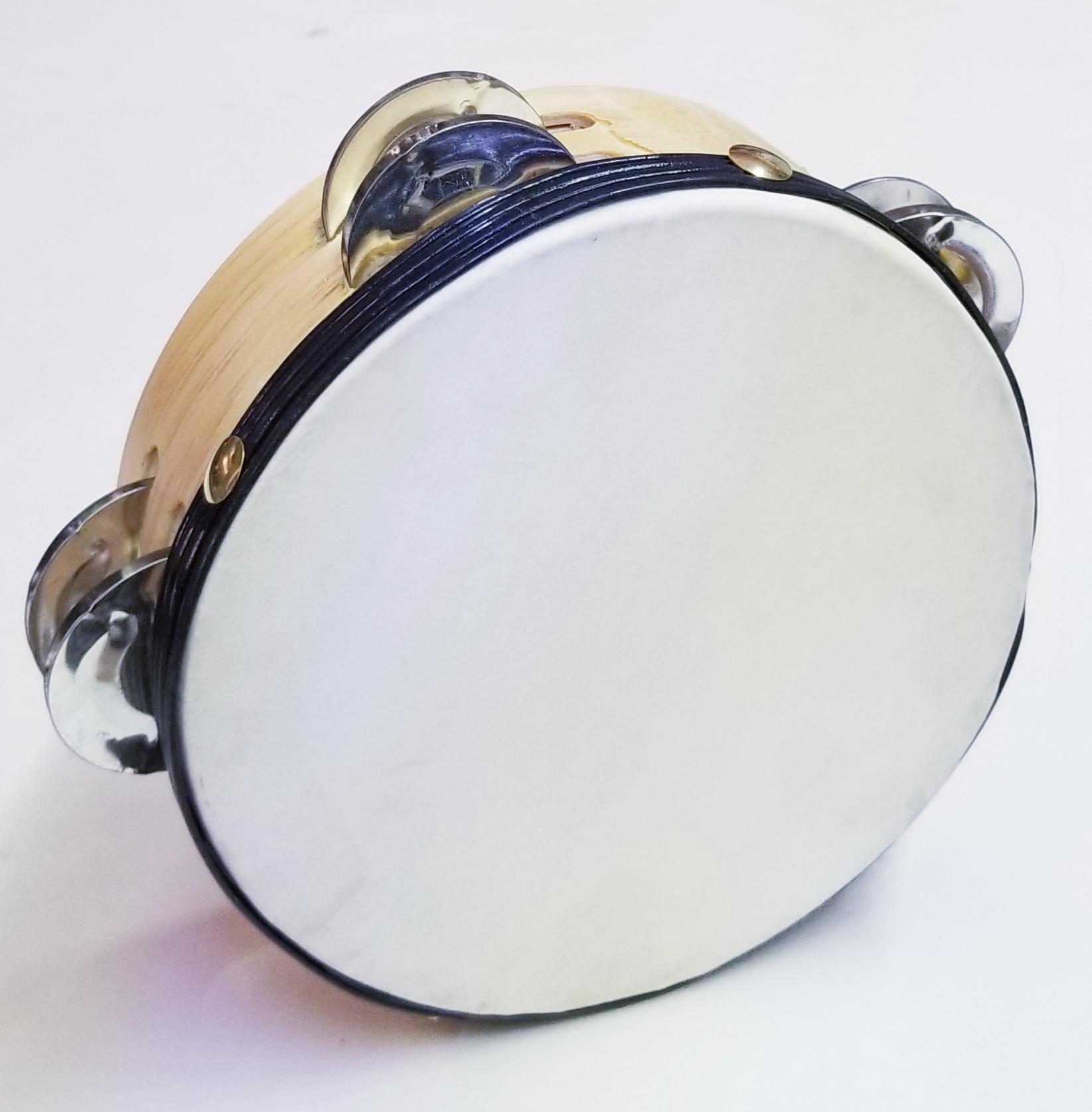 (image for) Tambourine Woden, 6” w/ double rattle row