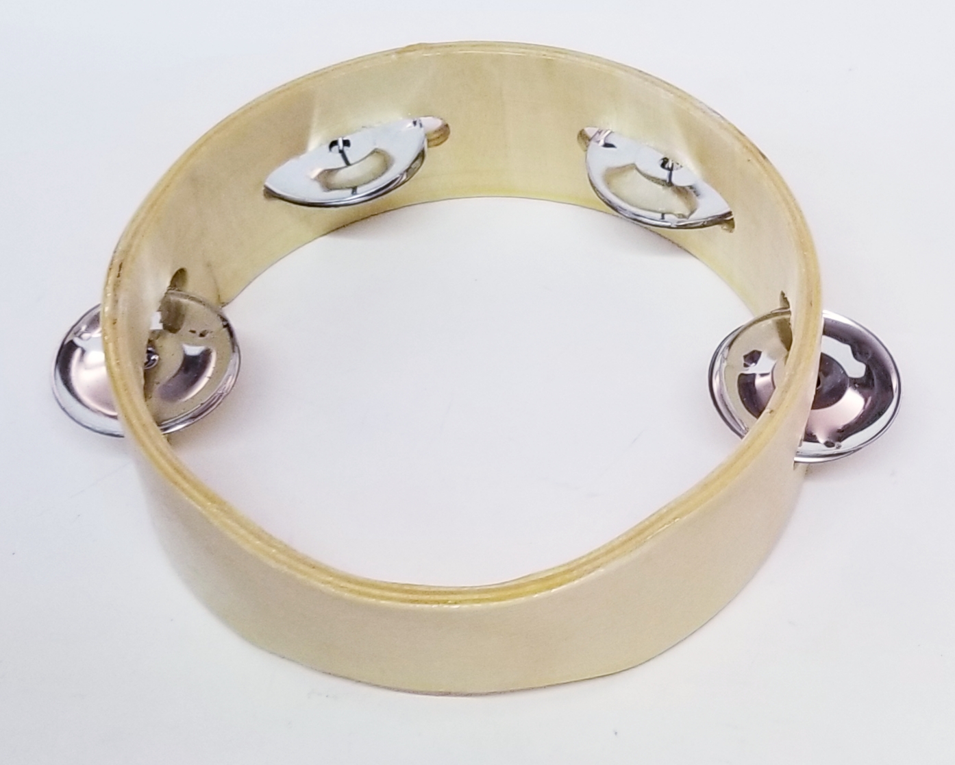 (imagen para) panderos MADERA circular 1 fila sonajas SIN PIEL 6"