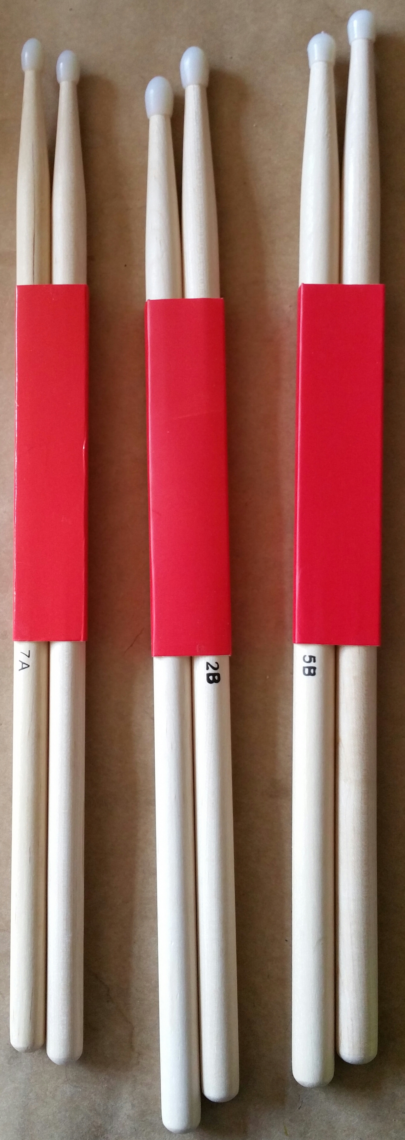 (imagen para) BAQUETAS BATERÍA MADERA DURA PUNTA DE PLÁSTICO delgada (7A) NAT