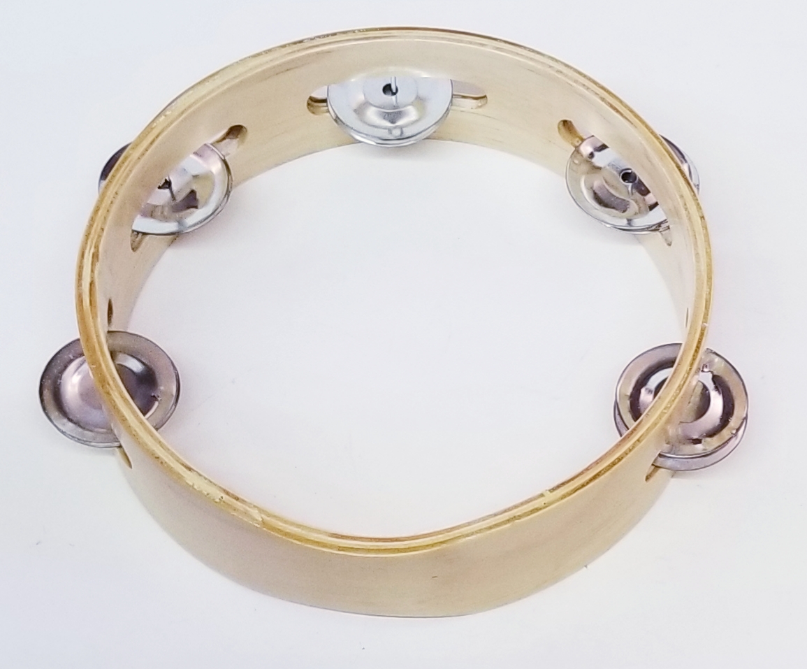 (imagen para) panderos MADERA circular 1 fila sonajas SIN PIEL 7"