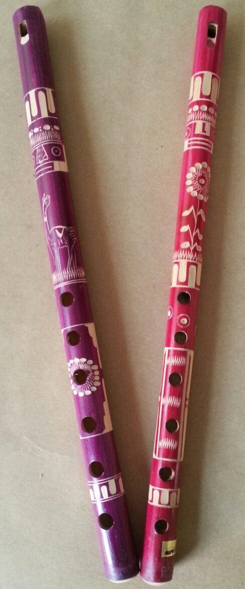 (imagen para) Flauta bambú labrada 38 cm Colores Ecónomicas (pz)