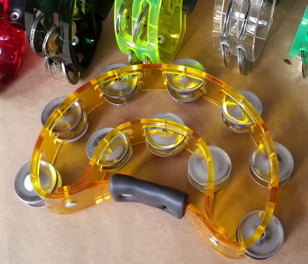 (image for) Acrylic ½ moon shaped, 8” Tambourine, double rattle line – assor