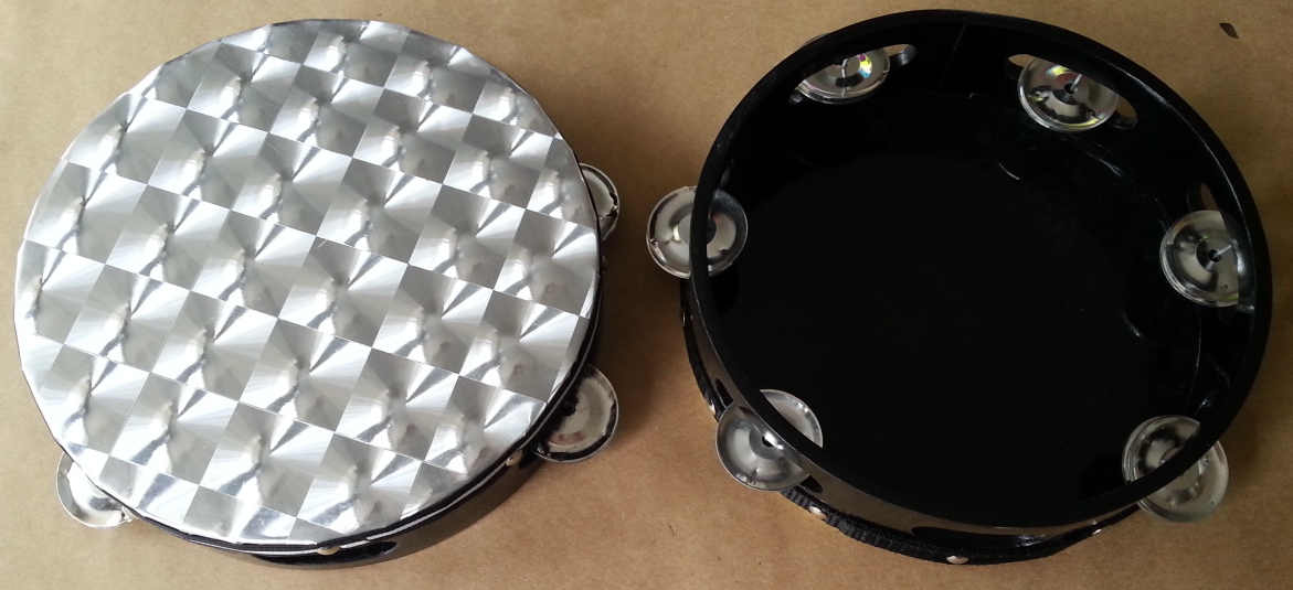 (imagen para) panderos MADERA CIRCULAR FORRADO micas C/PARCHE SINT. LASER 8"