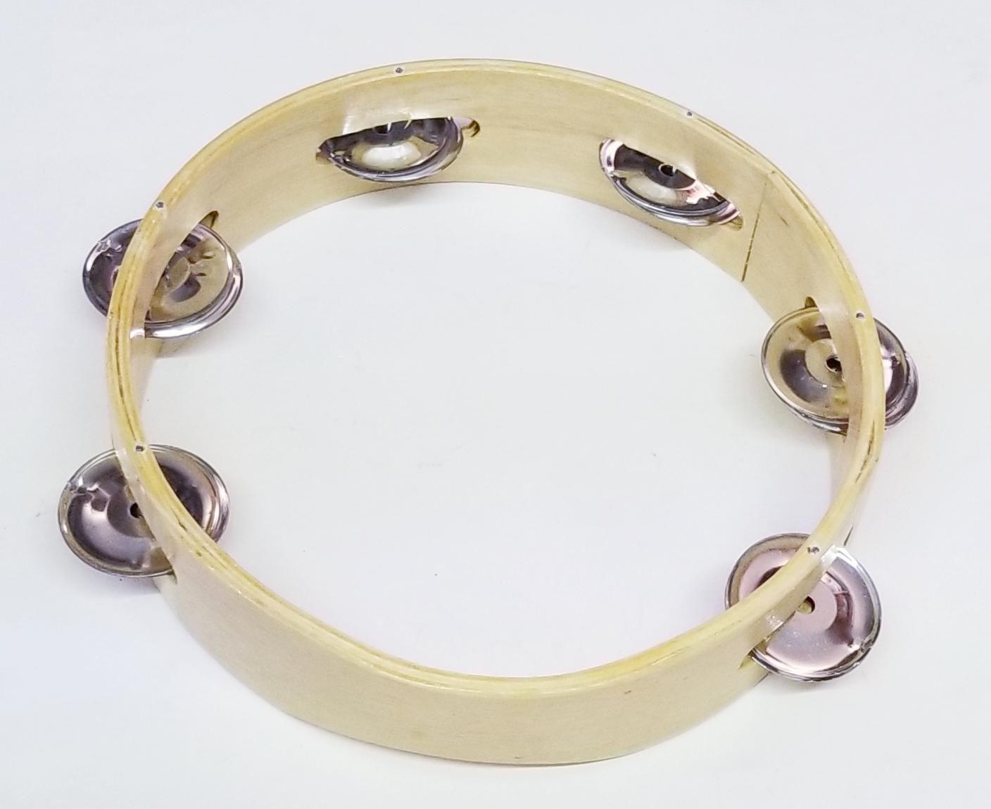 (imagen para) panderos MADERA circular 1 fila sonajas SIN PIEL 8"