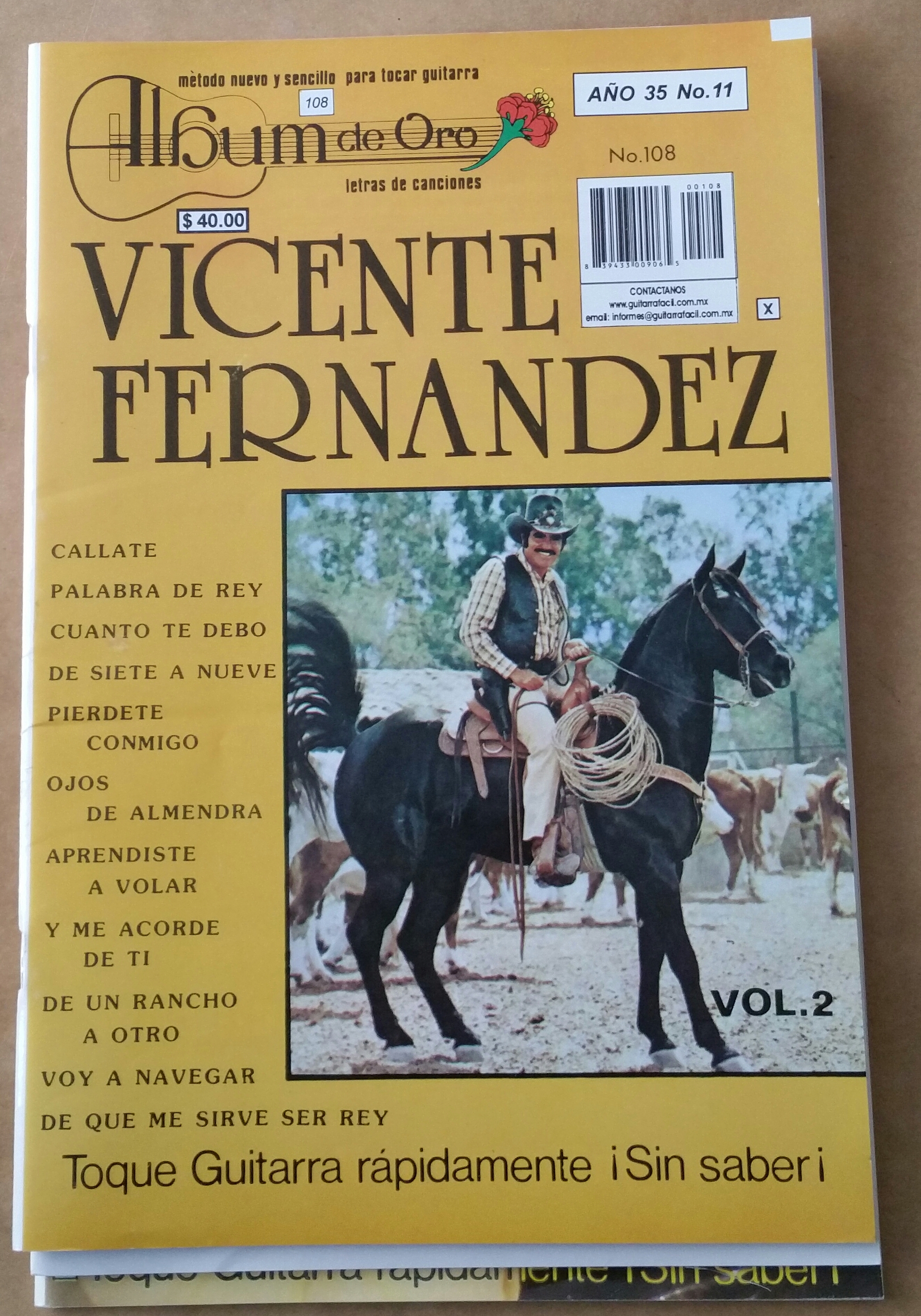 (imagen para) MÉTODO Album de oro de la guitarras volumen 11 (letra y tabl