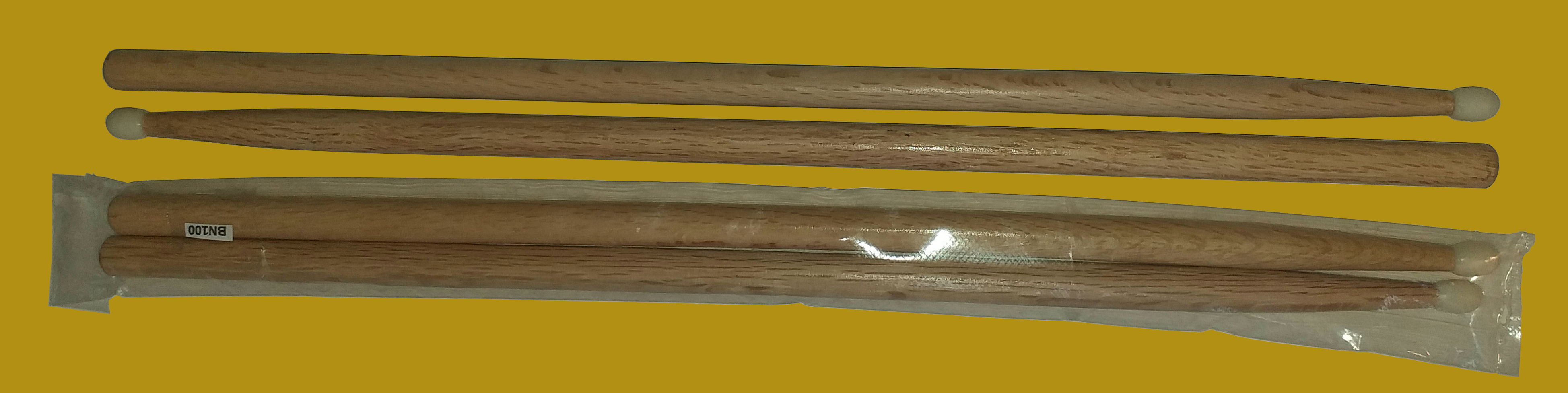 (imagen para) BAQUETAS BATERÍA MADERA DURA PUNTA DE PLÁSTICO delgada (5BD) NAT