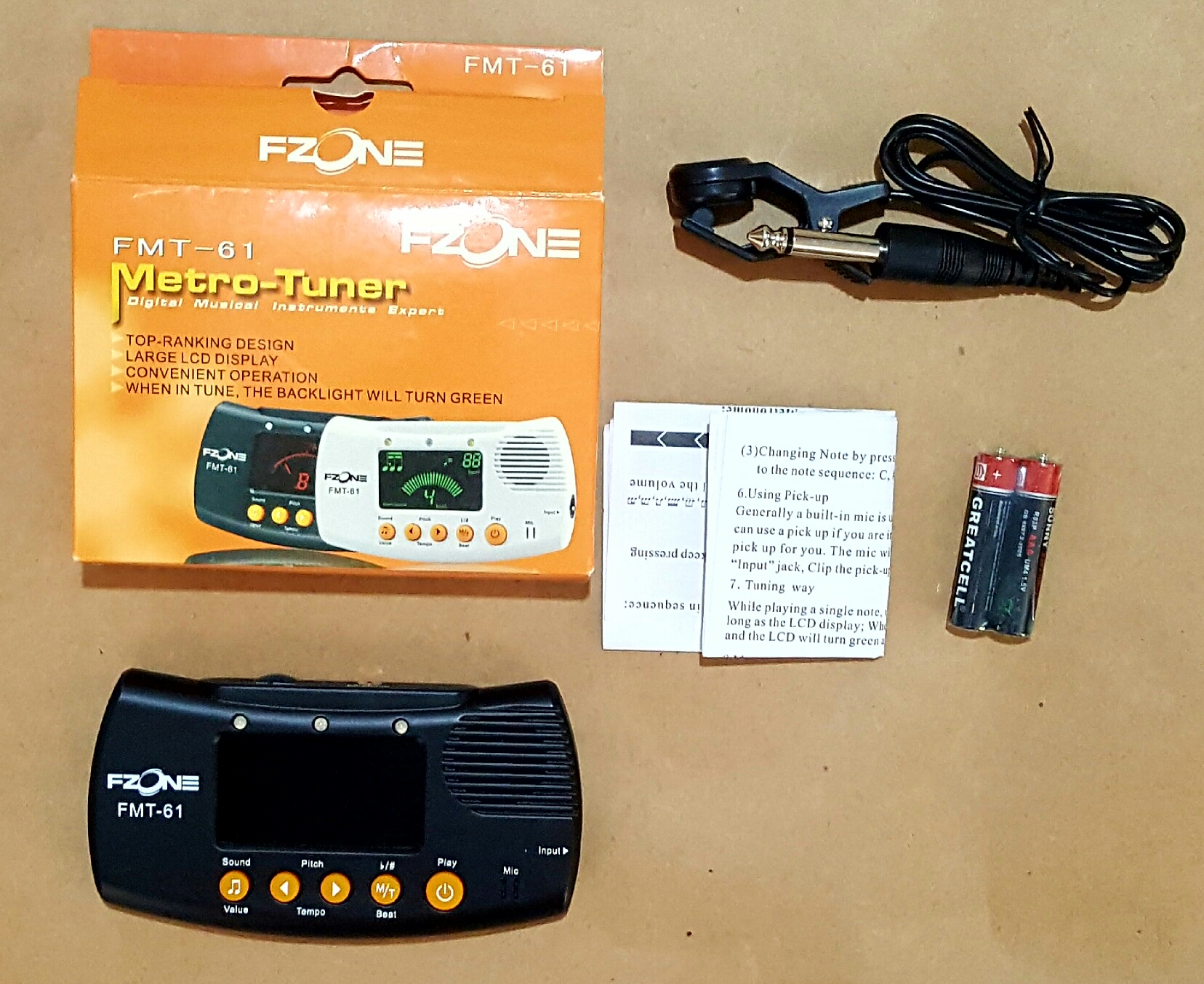 (imagen para) METRONOMO, AFINADOR FZONE, FMT-61 P/ GUITARRA (pz)