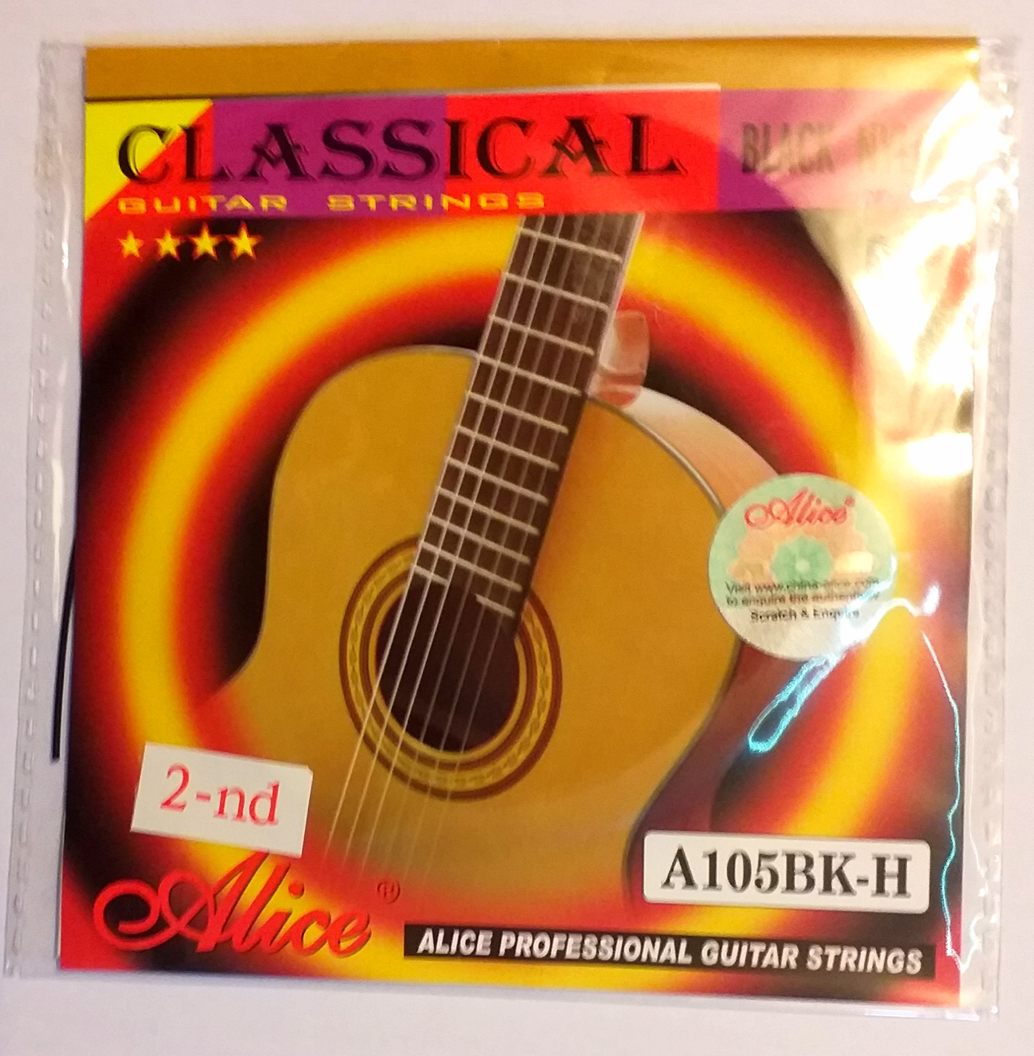 (imagen para) CUERDA GUITARRA ALICE PROFESIONAL NYLON NEGRO 2a (pz)